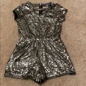 Girls Blk and silver sequence romper